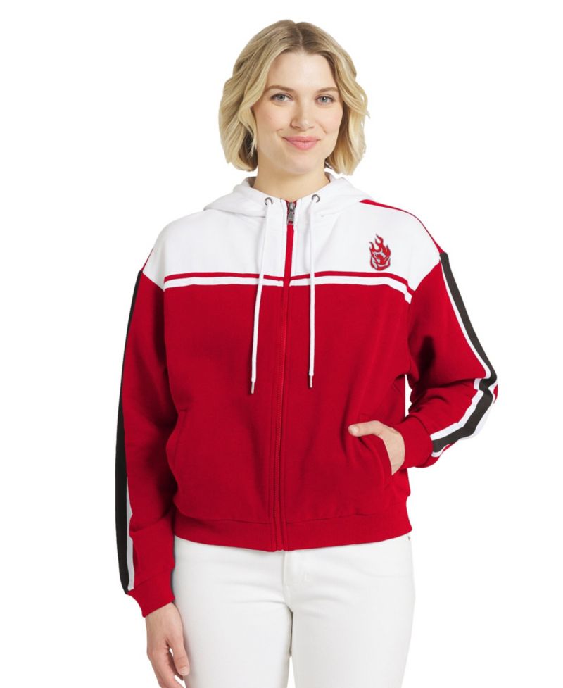 Women's Red/White Portland Fire Color Blocked Full-Zip Hoodie