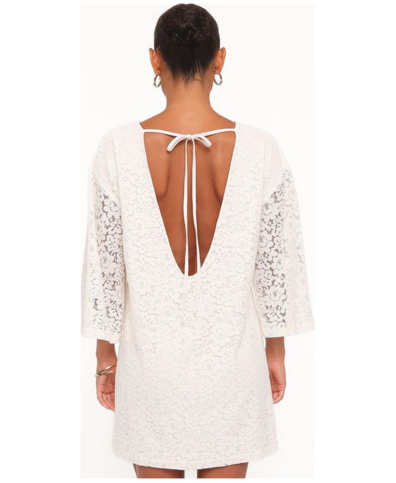 Women's Lula Long-Sleeve Lace Back-Tie Mini Dress