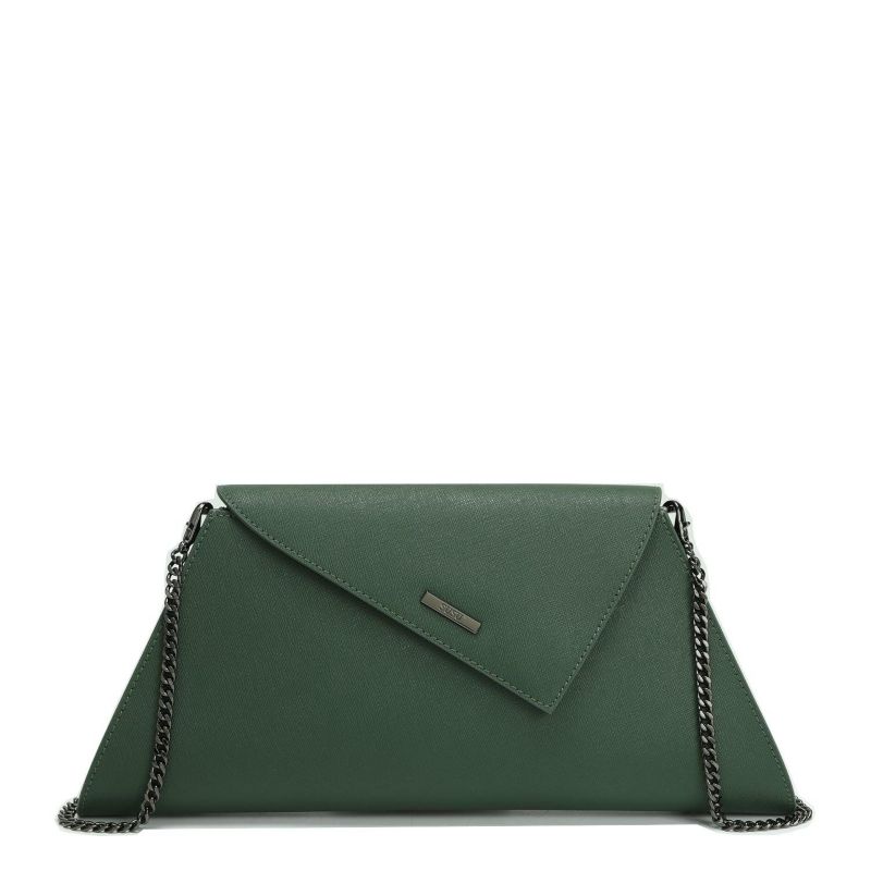 Women's Saffiano Leather Envelope Clutch Purse Crossbody Shoulder Evening Bag Elegant Handbag with Chain Strap