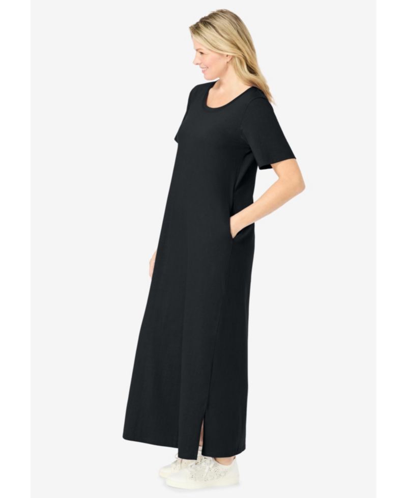 Plus Size Perfect Short-Sleeve Scoopneck Maxi Tee Dress