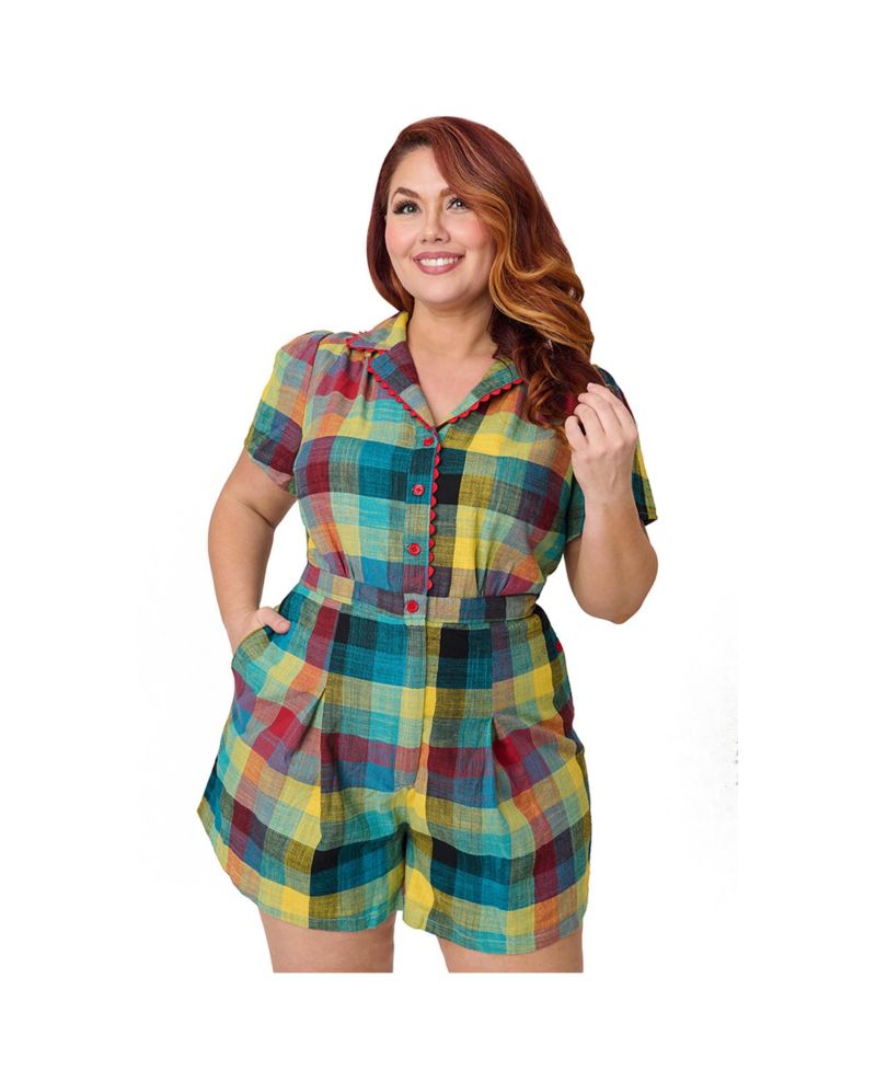 Women's Plus Size Button Front Romper