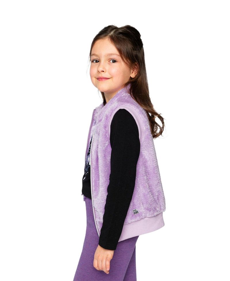 Little and Big Girl 6-12 Faux Fur Sleeveless Vest Violet