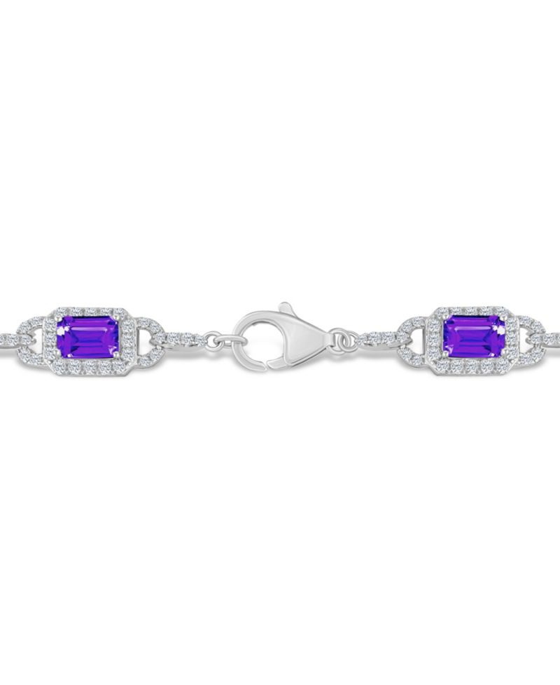 Amethyst and White Topaz Bracelet (5-1/2 ct. t.w and 5/8 ct. t.w) in Sterling Silver