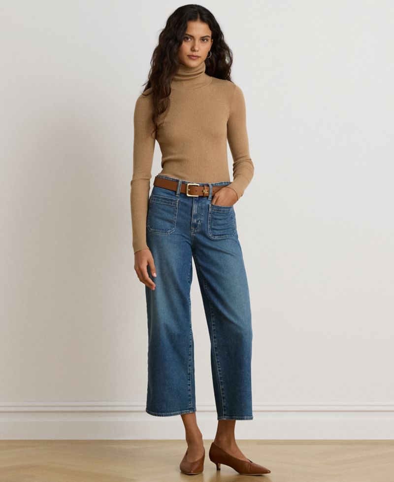 Petite Ribbed Slim-Fit Cotton-Blend Turtleneck Sweater