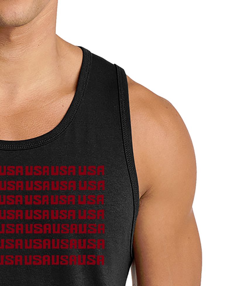 Men's American Flag Word Art Graphic Tank Top