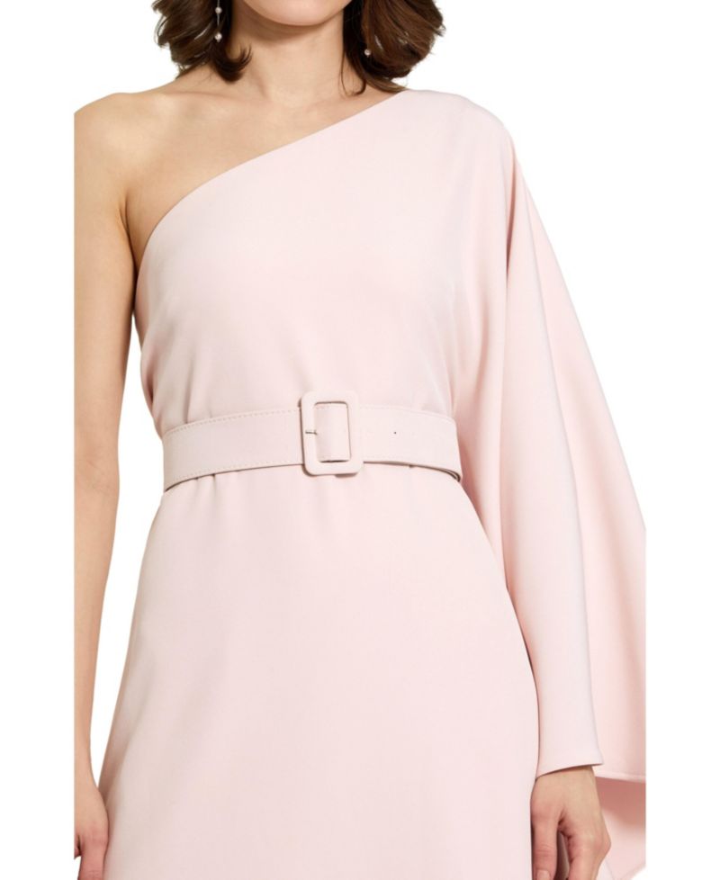 Women's Crepe One Sleeve Belted Kaftan Dress
