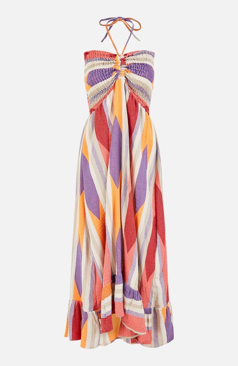 Women's Block Print Cotton Maxi Dress