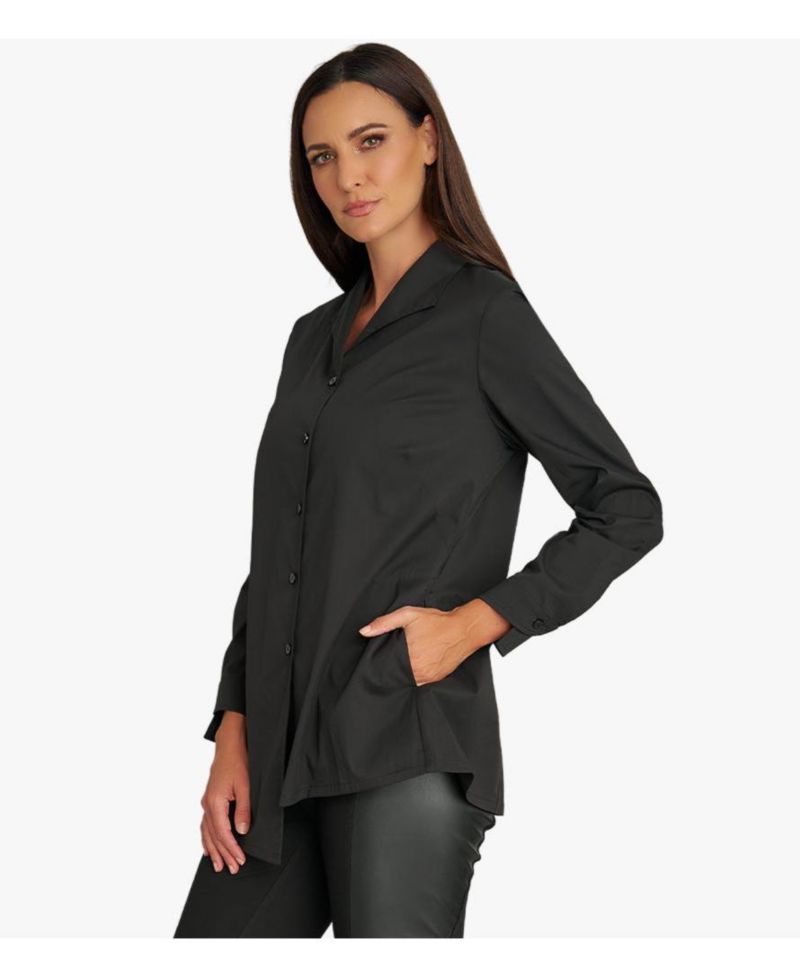 Women's Long Sleeves Cotton Poplin Asymmetrical Unique Cuff Transformation Tunic