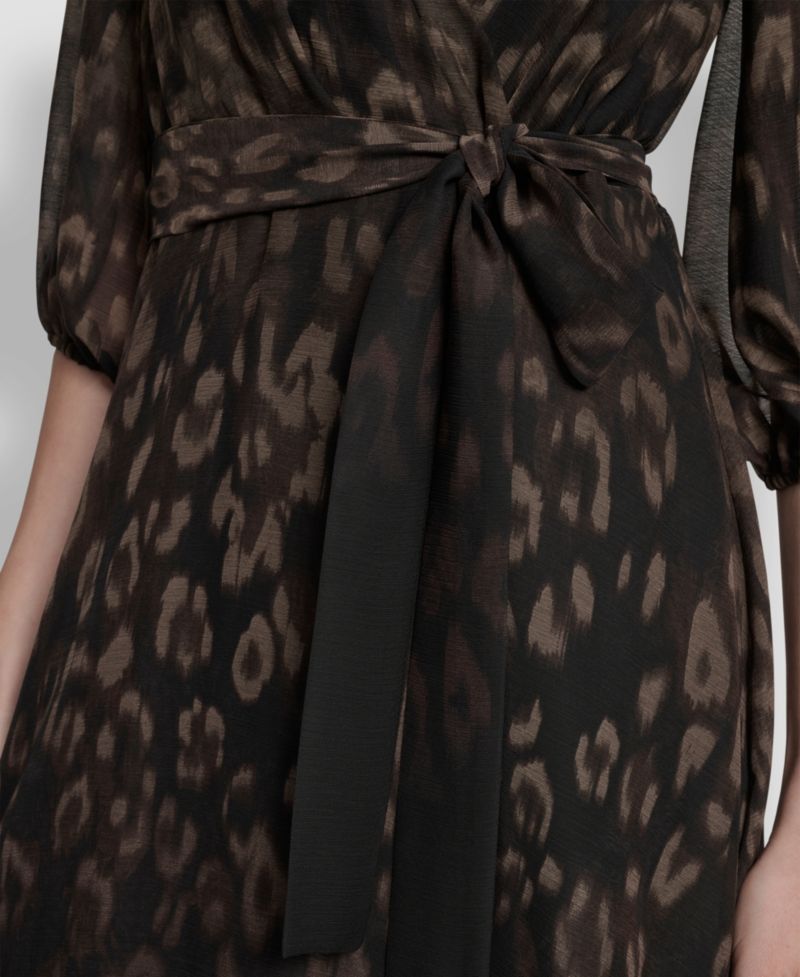 Women's Printed V-Neck Midi Dress
