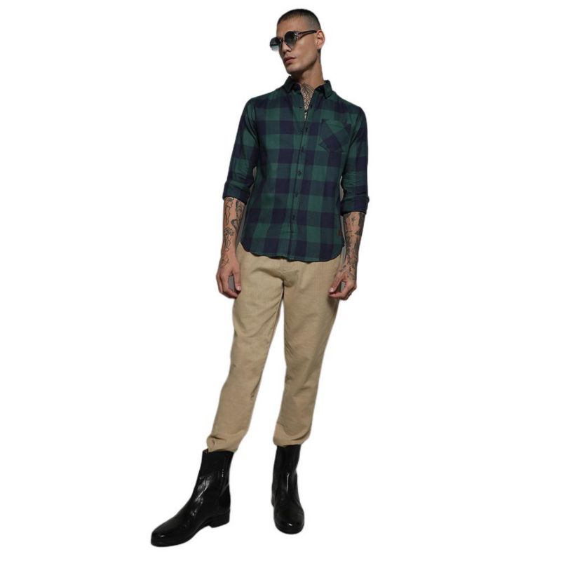 Men's Navy Blue & Forest Green Buffalo Check Shirt