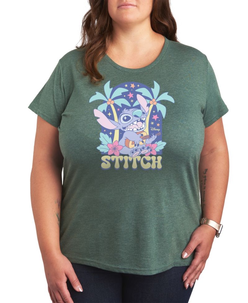 Plus Size Lilo Stitch Ukulele Graphic T-Shirt