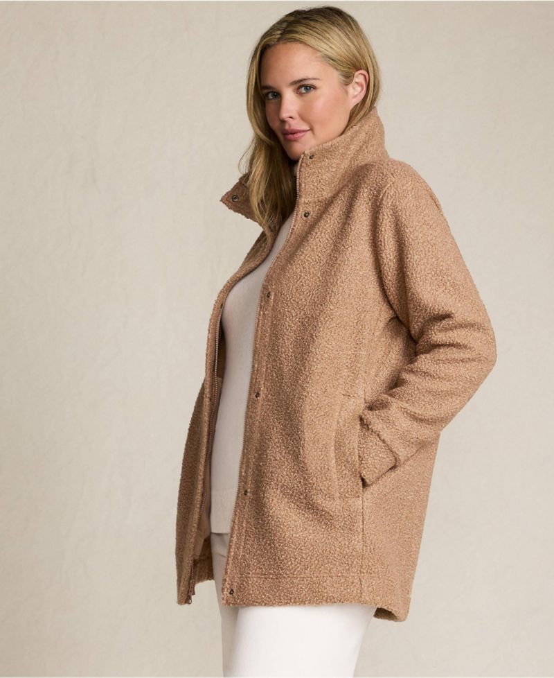 Plus Size Boucle Fleece Coat