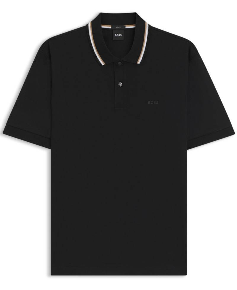 Men's Cotton Slim-Fit Striped Collar Polo Shirt