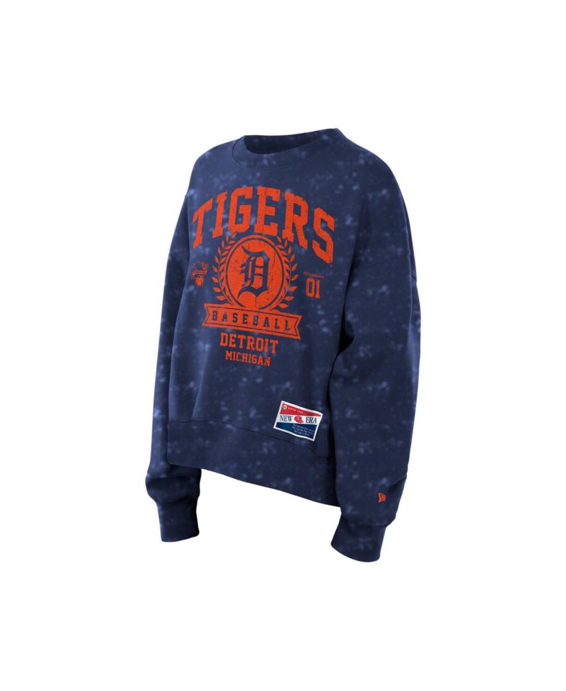 Women's Navy Detroit Tigers Throwback Oversized Boxy Sweatshirt