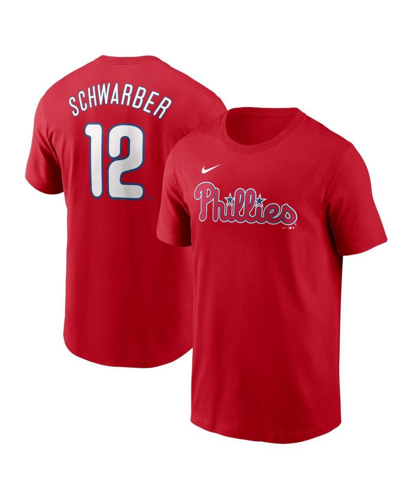Men's Kyle Schwarber Red Philadelphia Phillies Fuse Name & Number T-Shirt