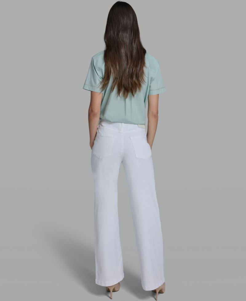 Women's Wide-Leg Mid-Rise Front Pocket Jeans