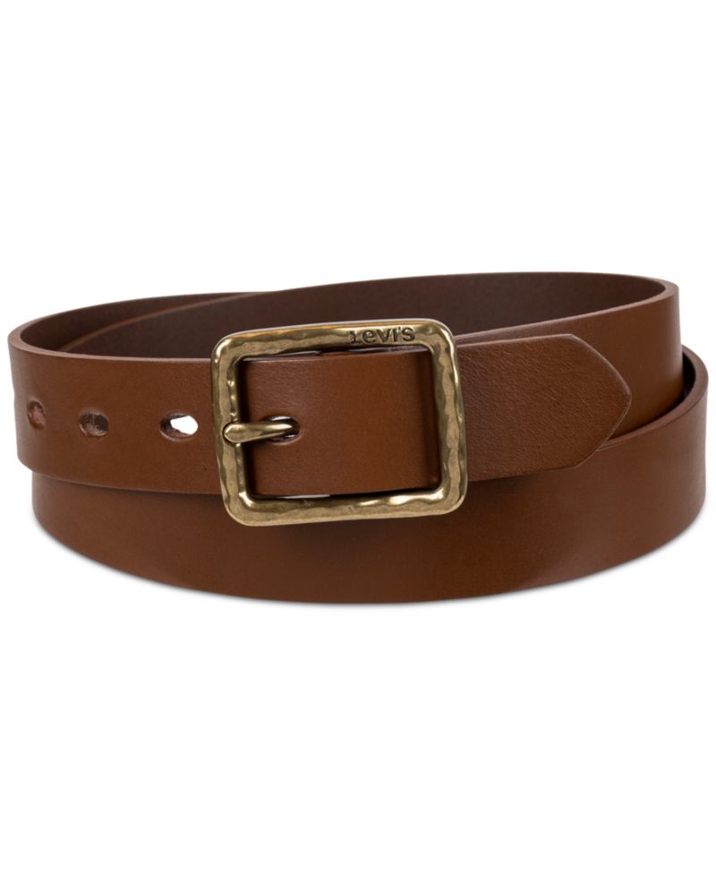 Women's Hammered Center Bar Buckle Casual Leather Belt