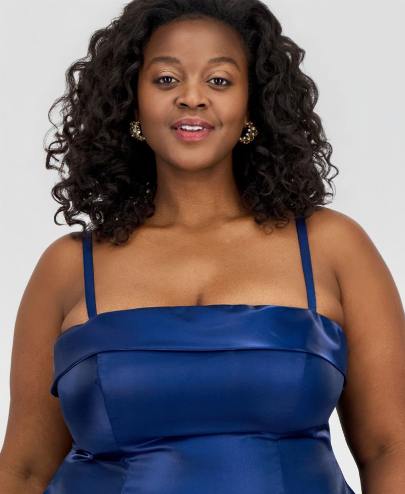 Trendy Plus Size Satin Sleeveless Fit & Flare Dress