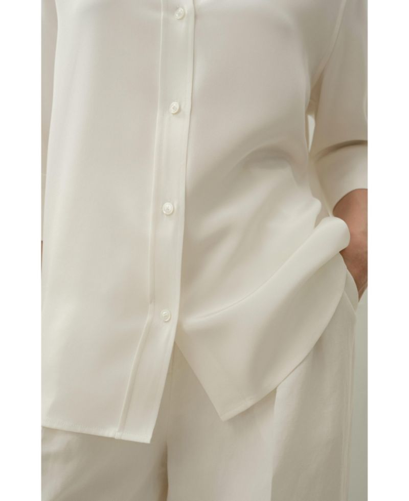 Women's Heavy Silk Crepe Relaxed Half-Sleeve Shirt