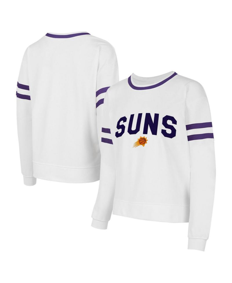 Women's White/Purple Phoenix Suns Borough Pullover Sweatshirt