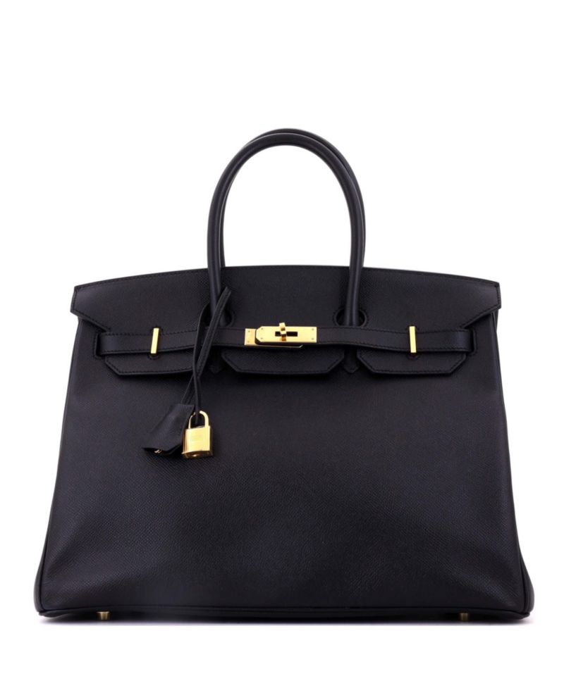 Pre-Owned Hermes Birkin 35 Handbag Black Epsom with Gold Hardware