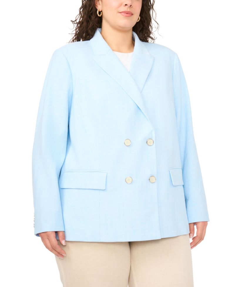 Plus Size Double Breasted Flap Pocket Blazer