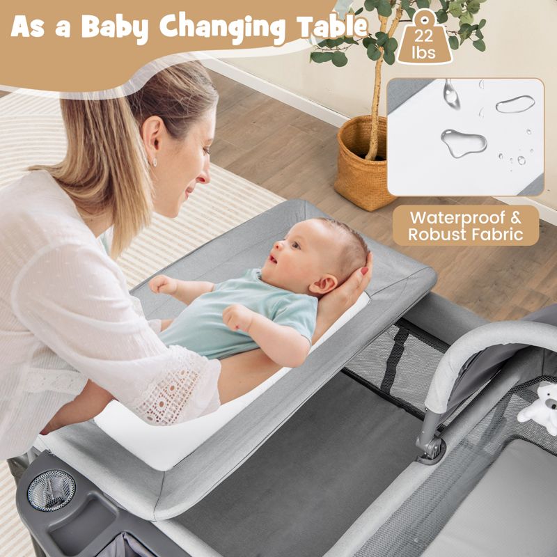 5 in 1 Baby Playard Nursery Center with Cradle Storage Basket