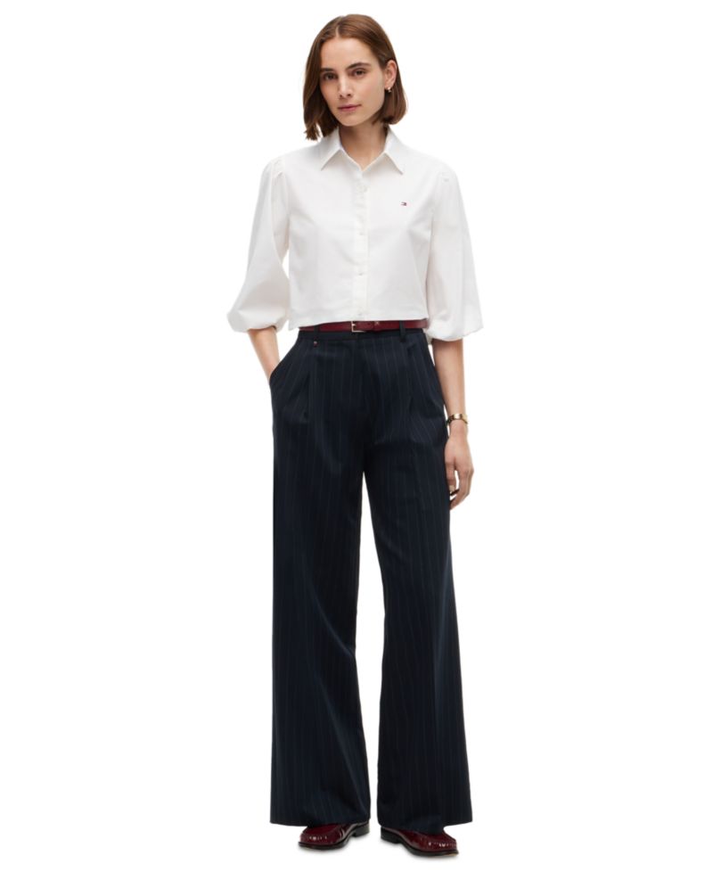 Women's Puff-Sleeve Button-Front Shirt