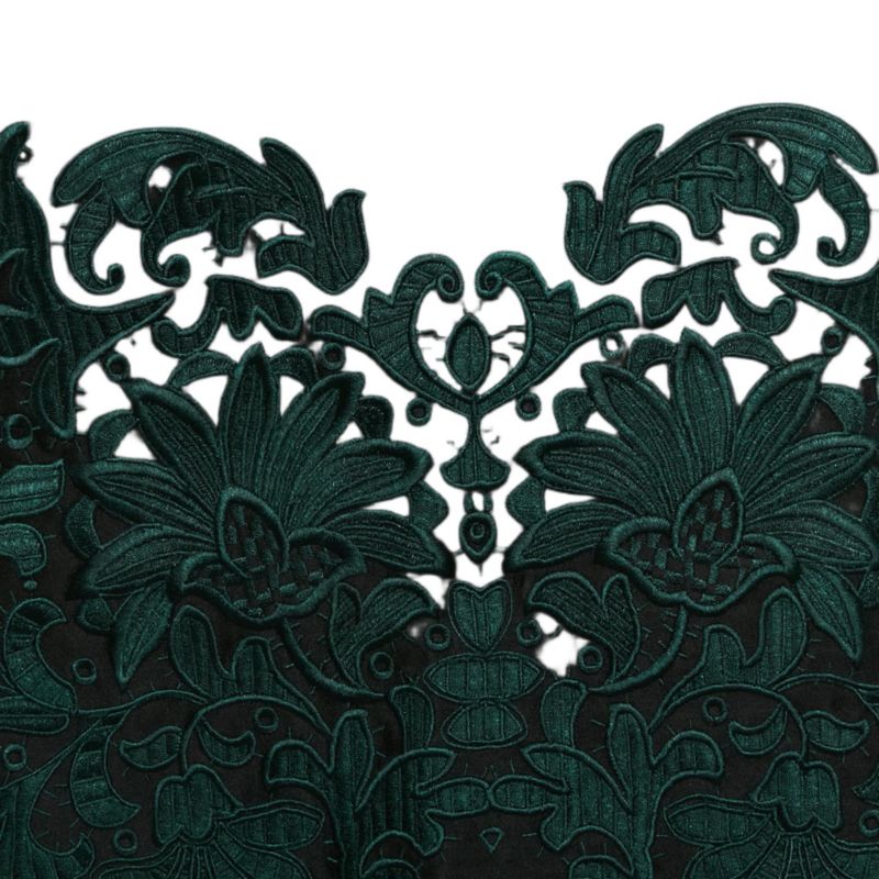 Women's Black Embroidered Silk Blend Midi Skirt