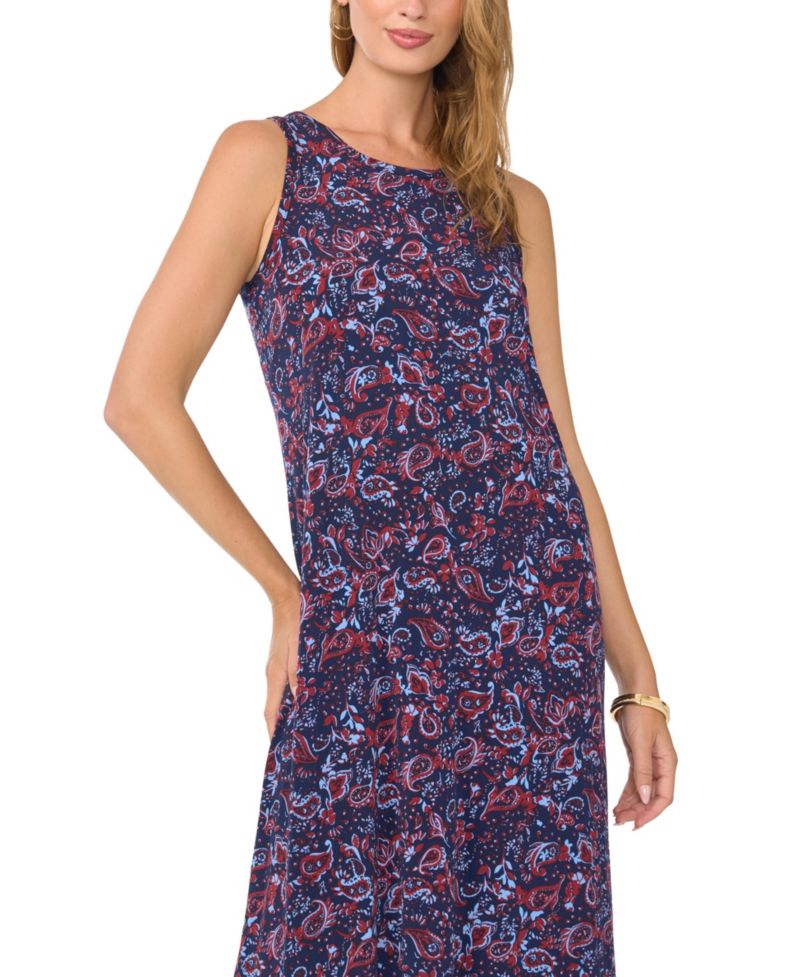 Women's Paisley Maxi 3/4-Sleeve Dress