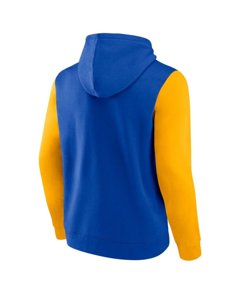 Men's Royal/Gold Los Angeles Rams Outline Pullover Hoodie
