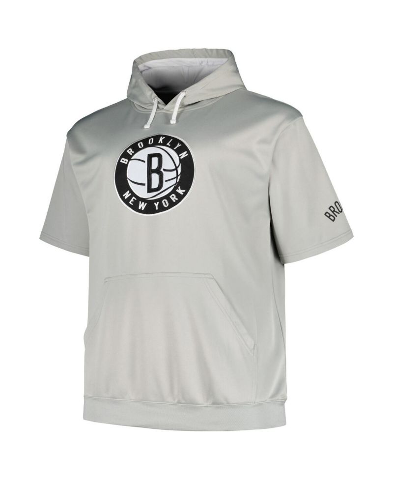 Men's Silver Brooklyn Nets Big & Tall Logo Pullover Hoodie