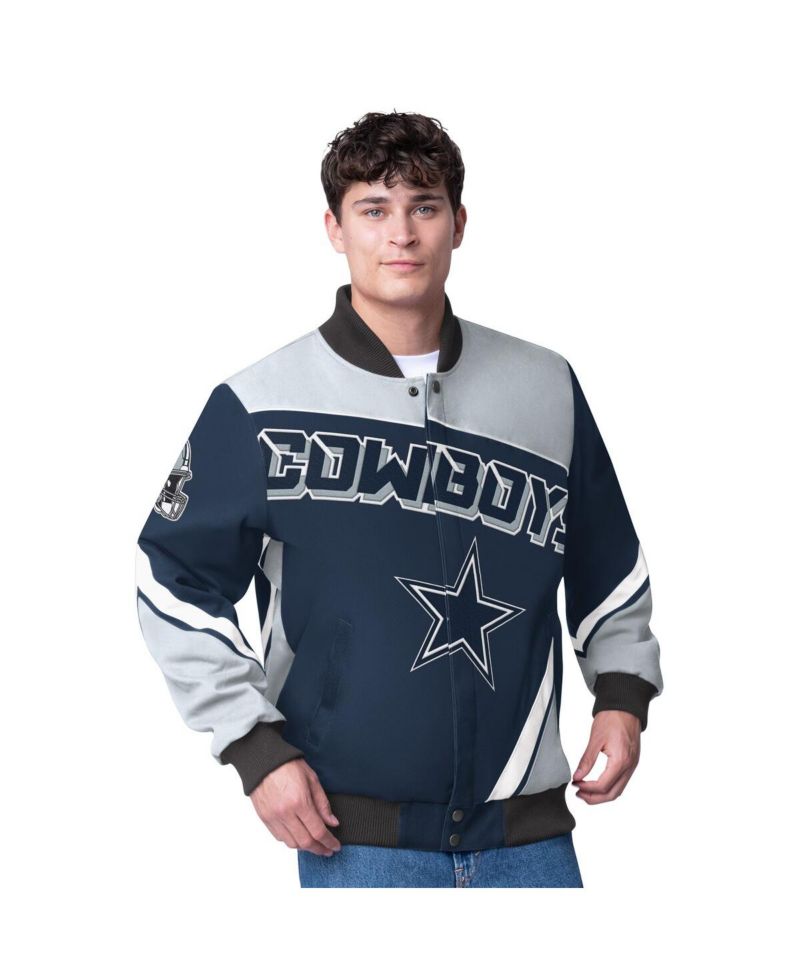 Men's Navy/Gray Dallas Cowboys Maximum Racing Full-Snap Jacket