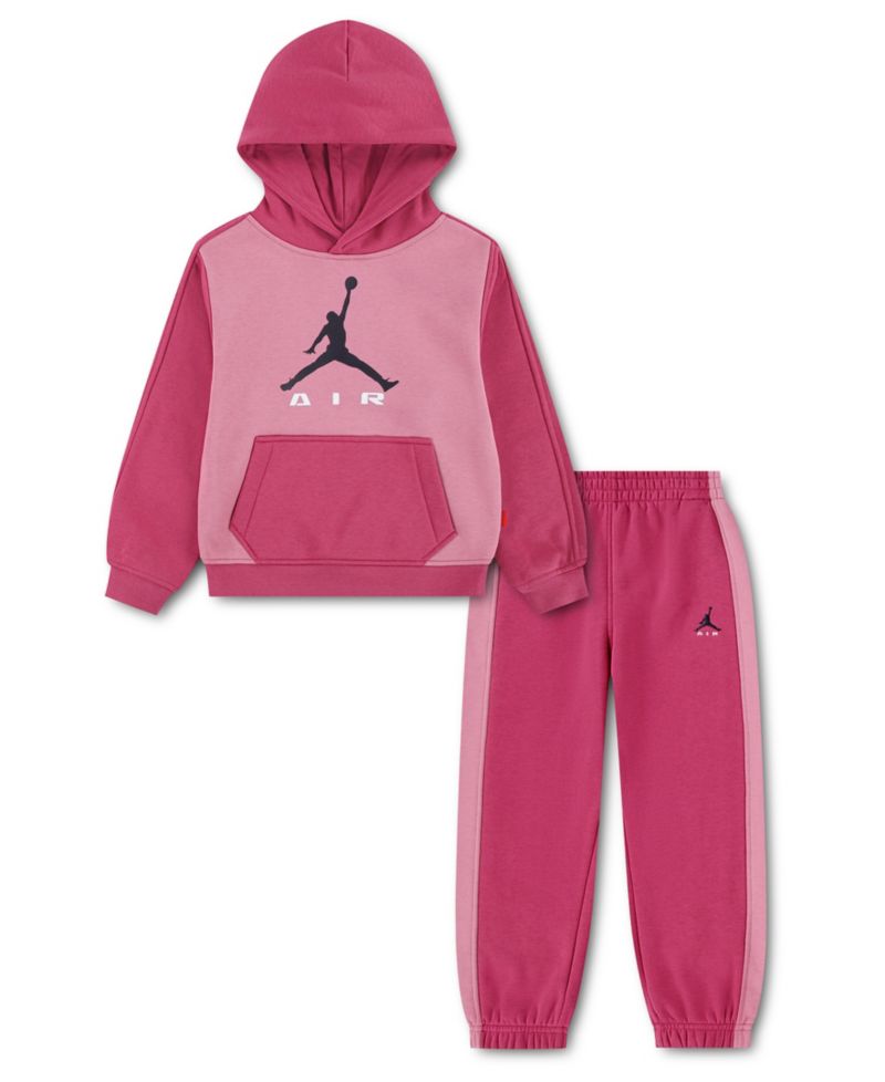 Girls' 4-6X Color-Block Fleece Hooded Sweatshirt and Jogger, 2-Piece Set