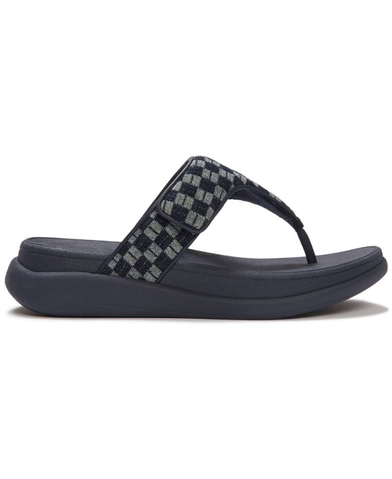 Women's F-Mode Go Checkerboard-Denim Toe-Post Sandals