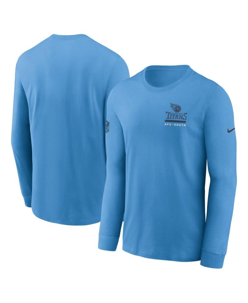 Men's Light Blue Tennessee Titans Sideline Performance Long Sleeve T-Shirt