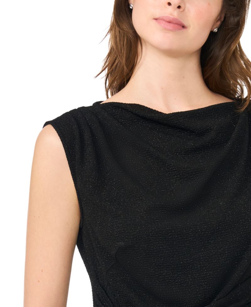 Women's Asymmetrical Shirred-Waist Draped Sleeveless Top