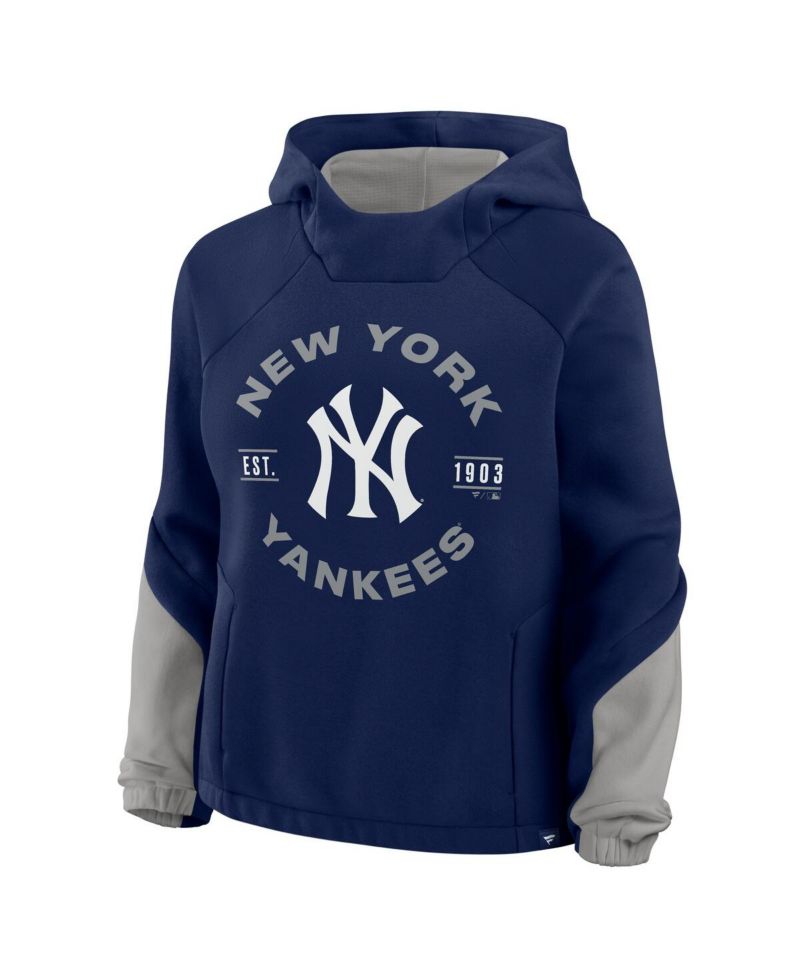 Women's Navy New York Yankees Oversized Time to Win Pullover Hoodie