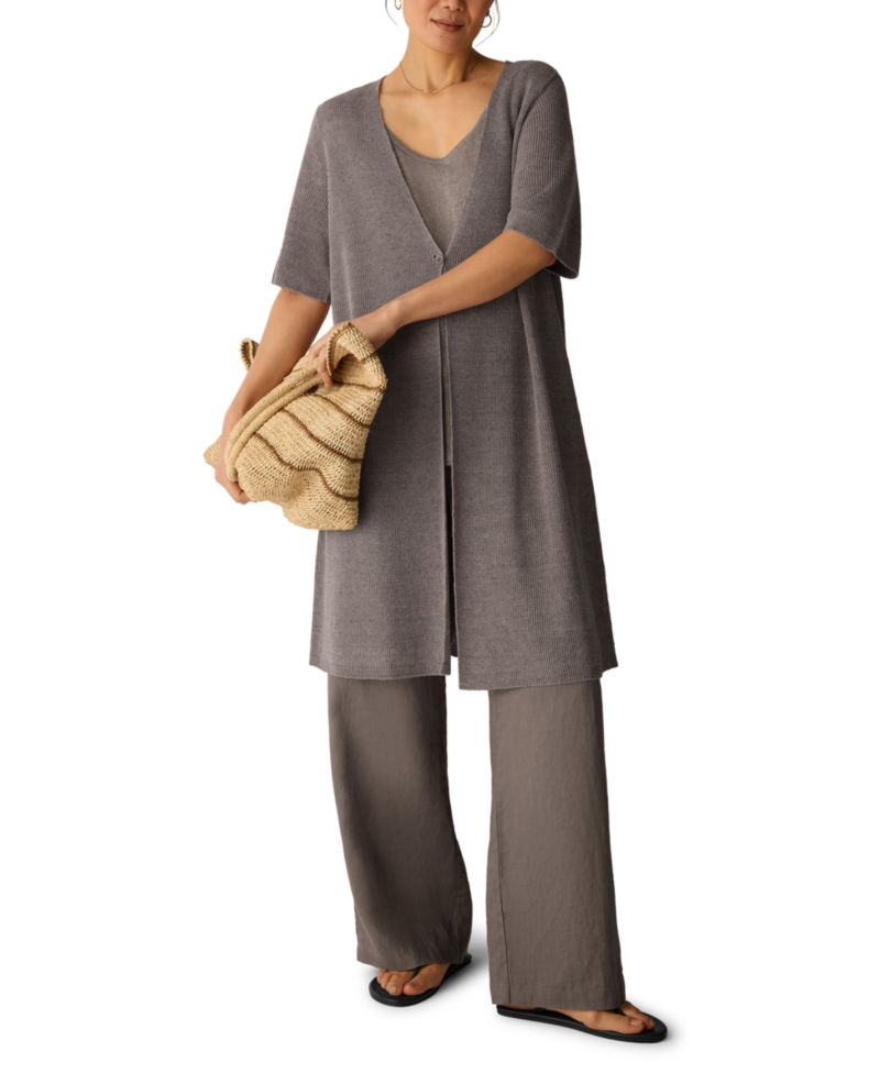 Women's V-Neck Short-Sleeve Cardigan Sweater