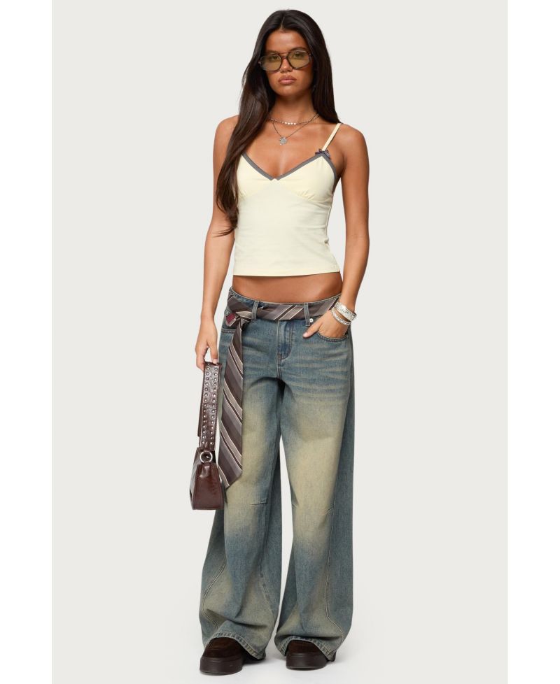 Womens Ruelle Contrast Frill Tank Top