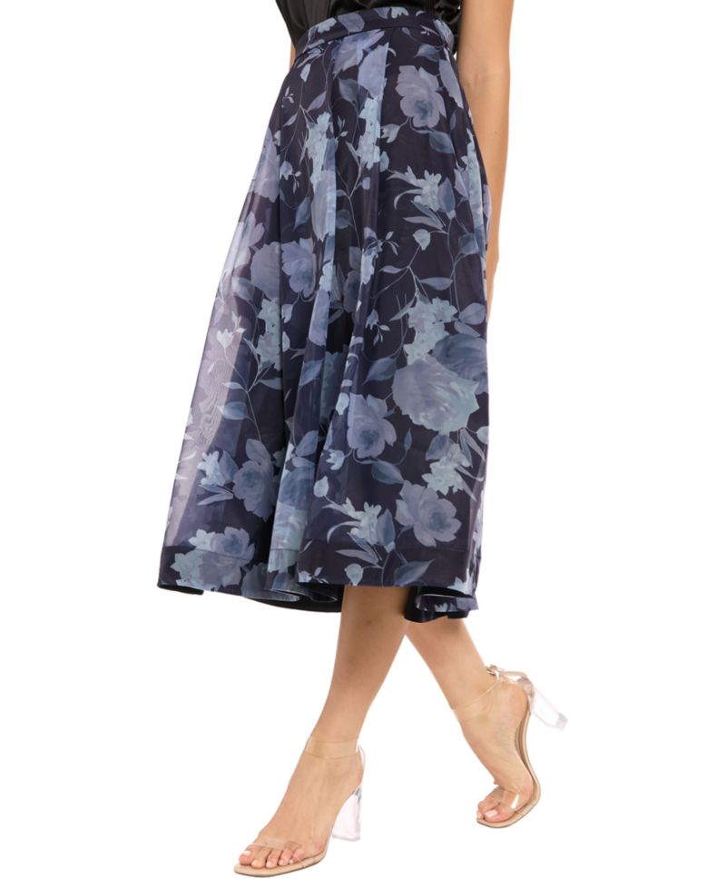 Women's Pleated Printed Midi Skirt