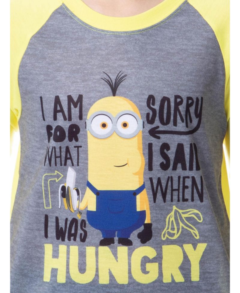 Boys' Minions Sorry I Was Hungry Raglan Kids Sleep 2PC Pajama Set