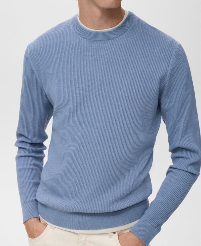 Men's Fine Rib-Knit Cotton Sweater