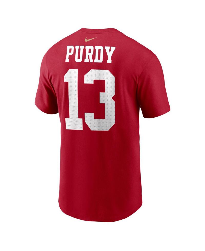 Men's Brock Purdy Scarlet San Francisco 49ers Player Name and Number T-shirt