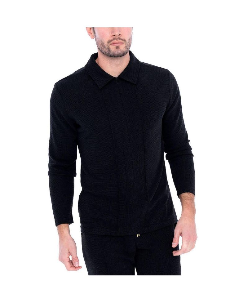 Men's Long Sleeve Zip Neck Knit Shirts