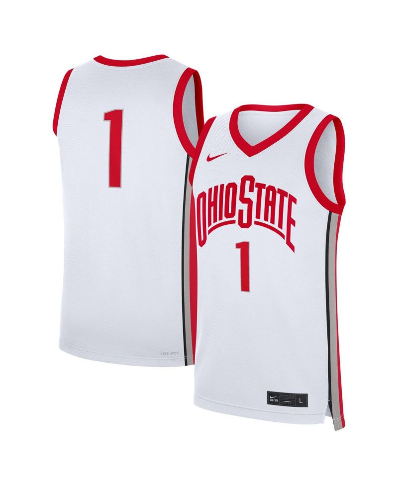 Men's 1 White Ohio State Buckeyes Home Replica Jersey