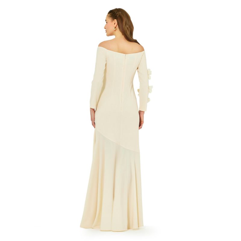 Women's Off-The-Shoulder Floral Embellished Flary Gown