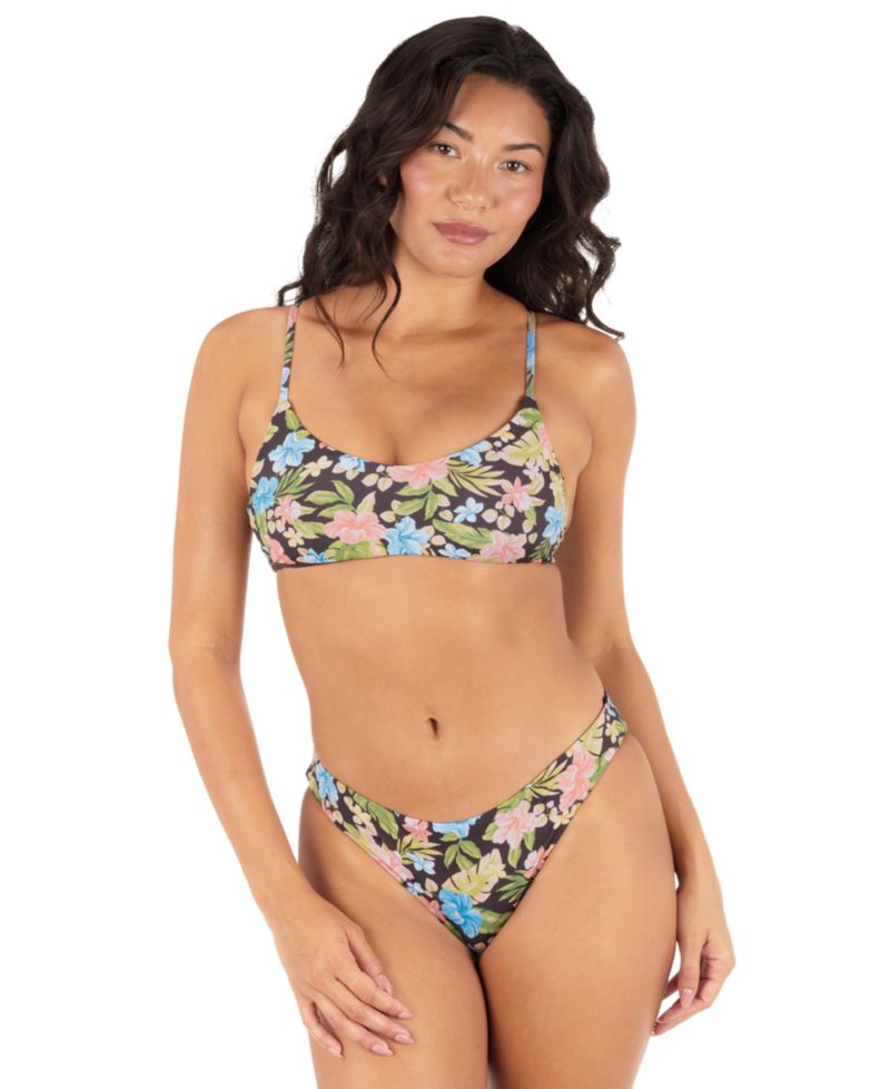 Women's Reversible Miami Garden Cross-Back Bikini Top and Moderate Swim Bottoms