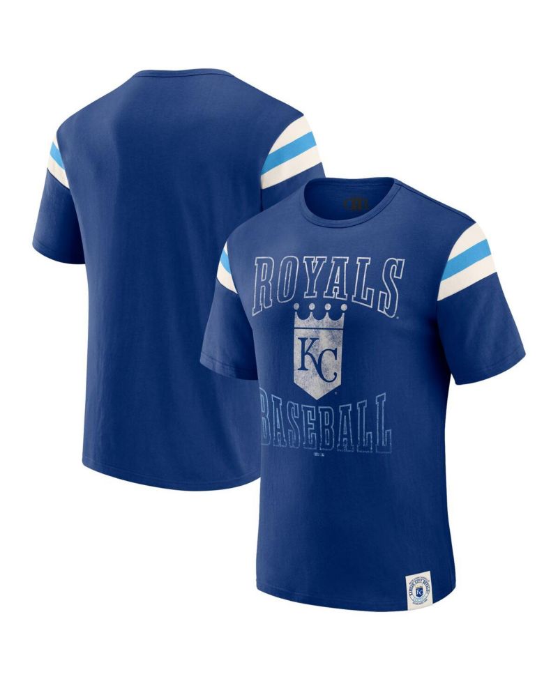 Darius Rucker Collection By Men's Royal Kansas City Royals Distressed Sleeve Stripe T-Shirt