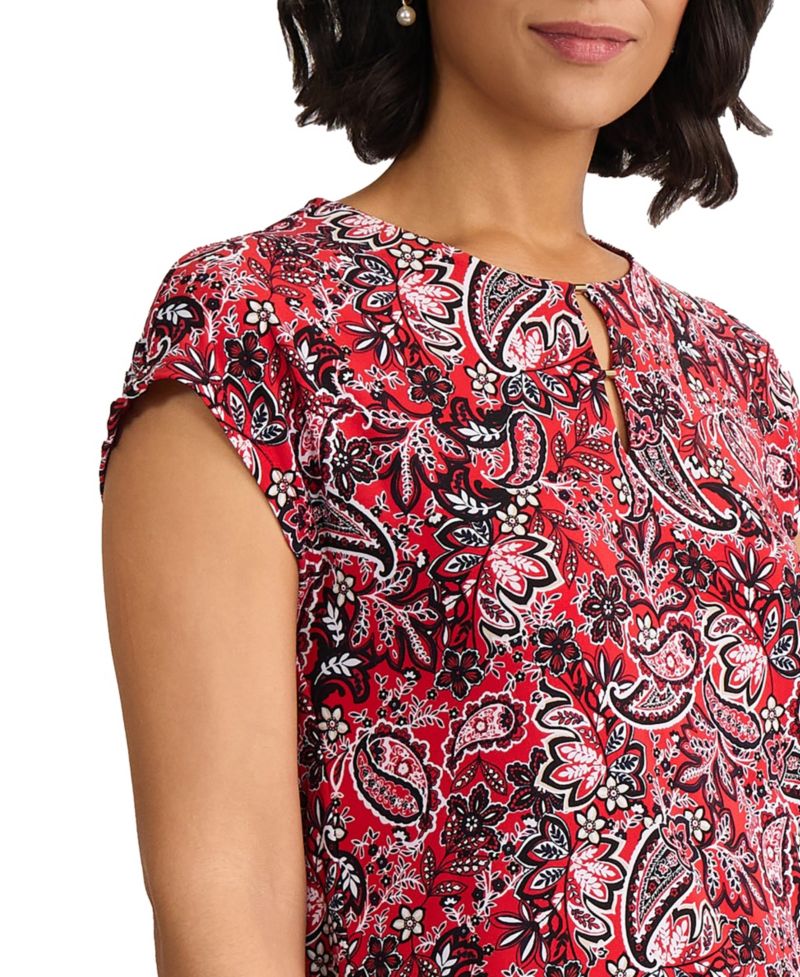Petite Cap Sleeve Printed Top